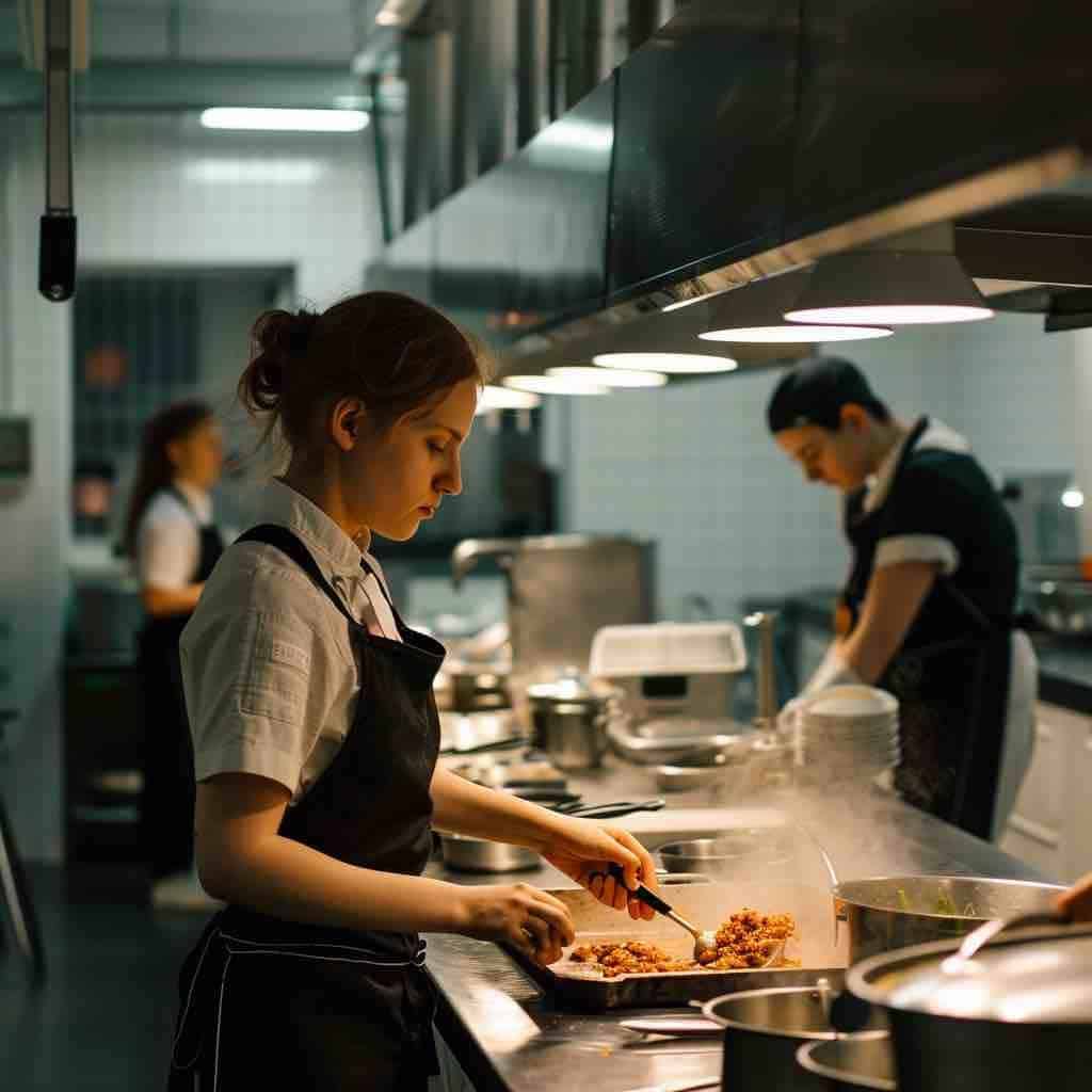 Cook preparing a dish at a restaurant