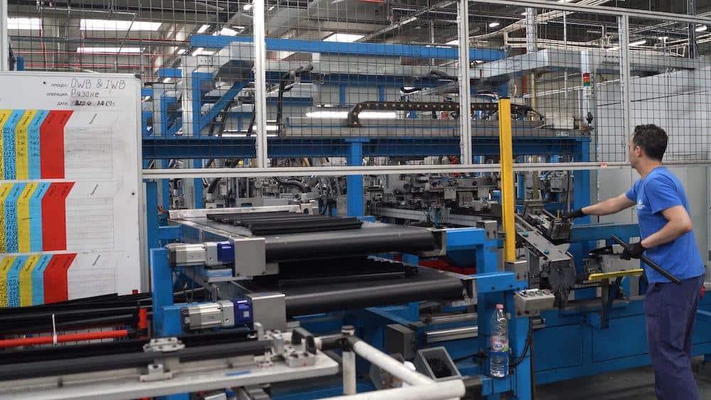 man working on a manufacturing line in Indiana